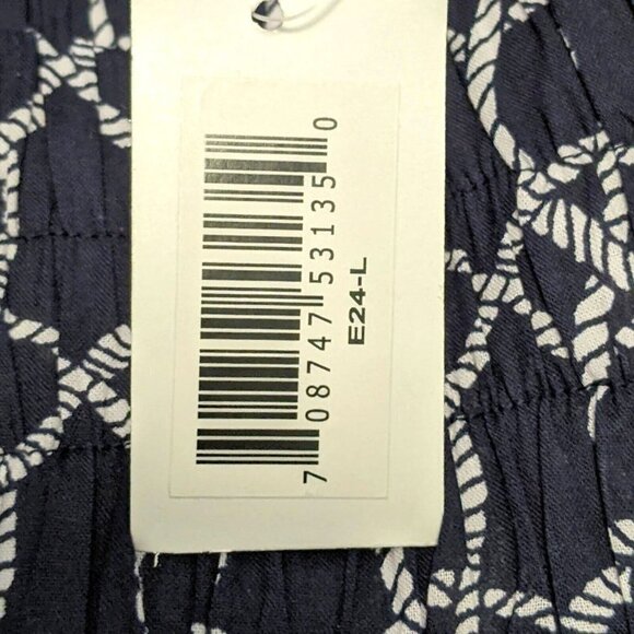 NWT Top It Off 100% Cotton Navy Blue & White Rope Print Casual Skirt Sz Large - Picture 6 of 8